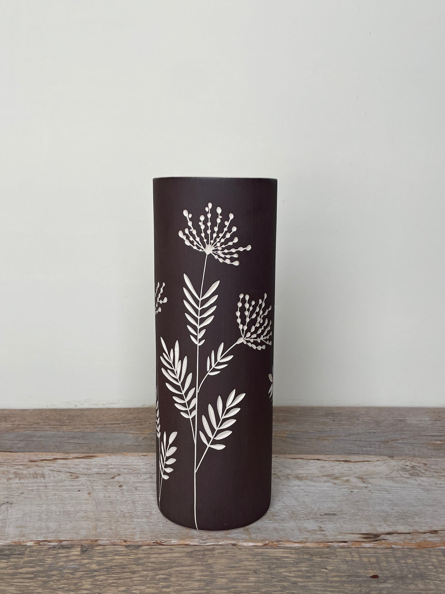 BOTANICAL SILHOUETTES LARGE CYLINDER VASE D