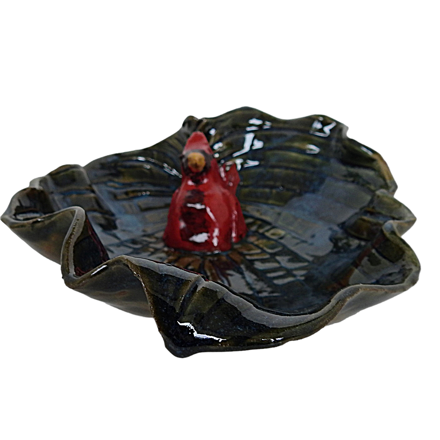 Cardinal on a Leaf Tray
