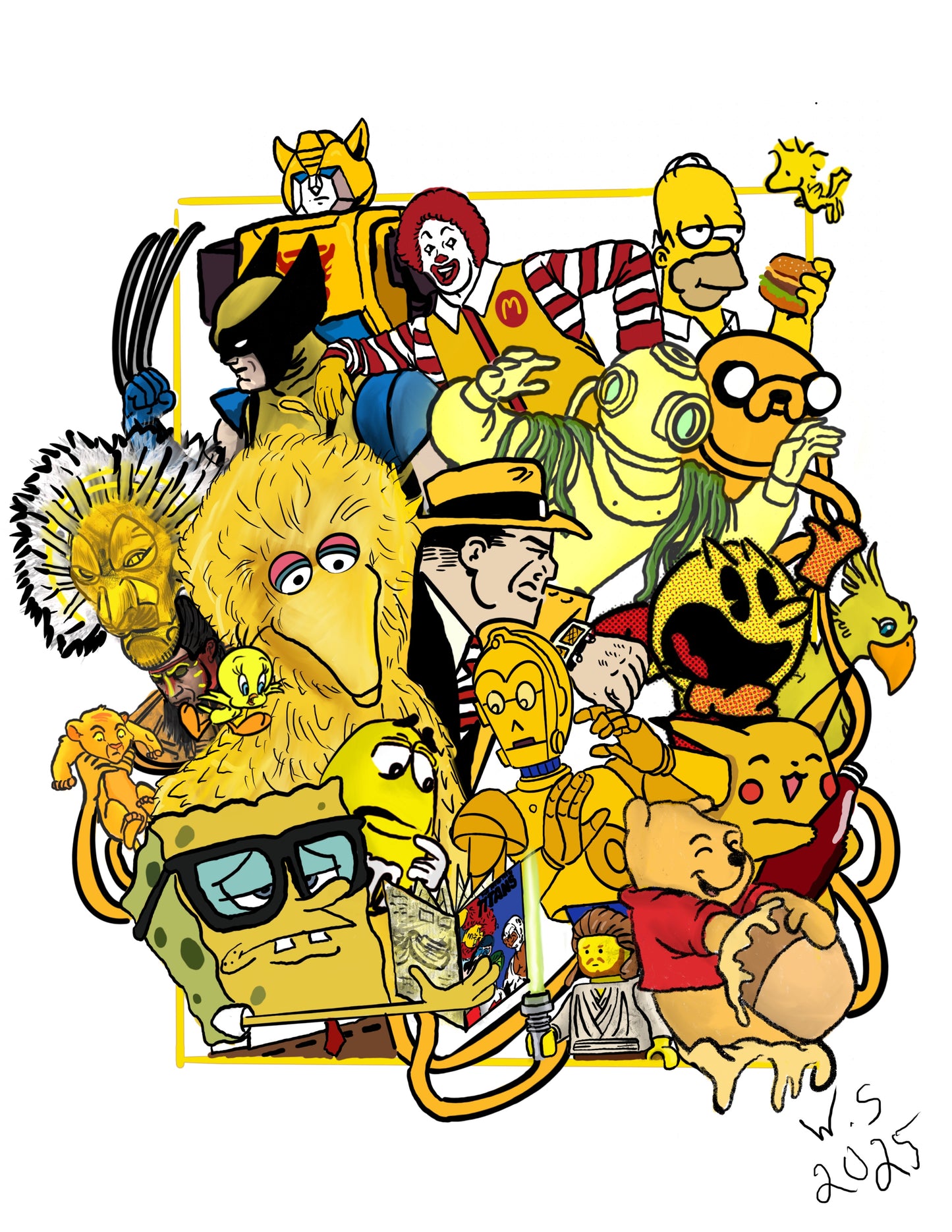 Yellow Cartoon Art Prints