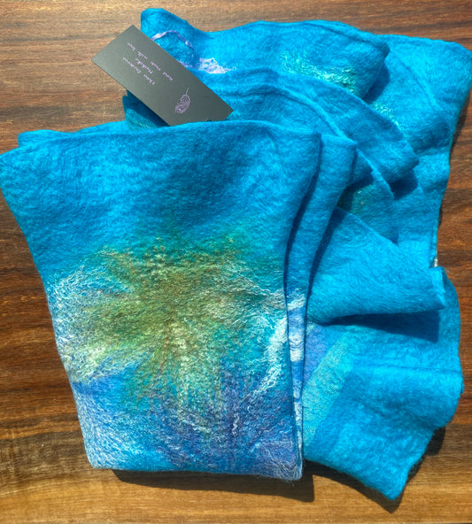 Blue Wool Scarf by Elena Pozdeeva