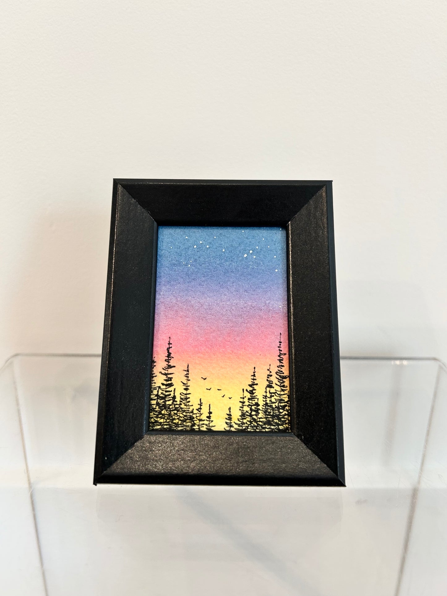 Miniature Framed Painting | Sunset Black frame