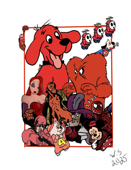 Red Cartoon Art Prints