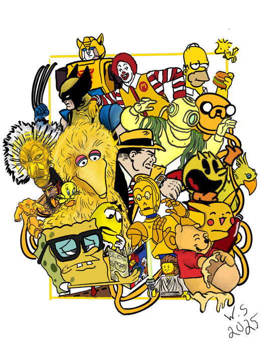 Yellow Cartoon Art Prints
