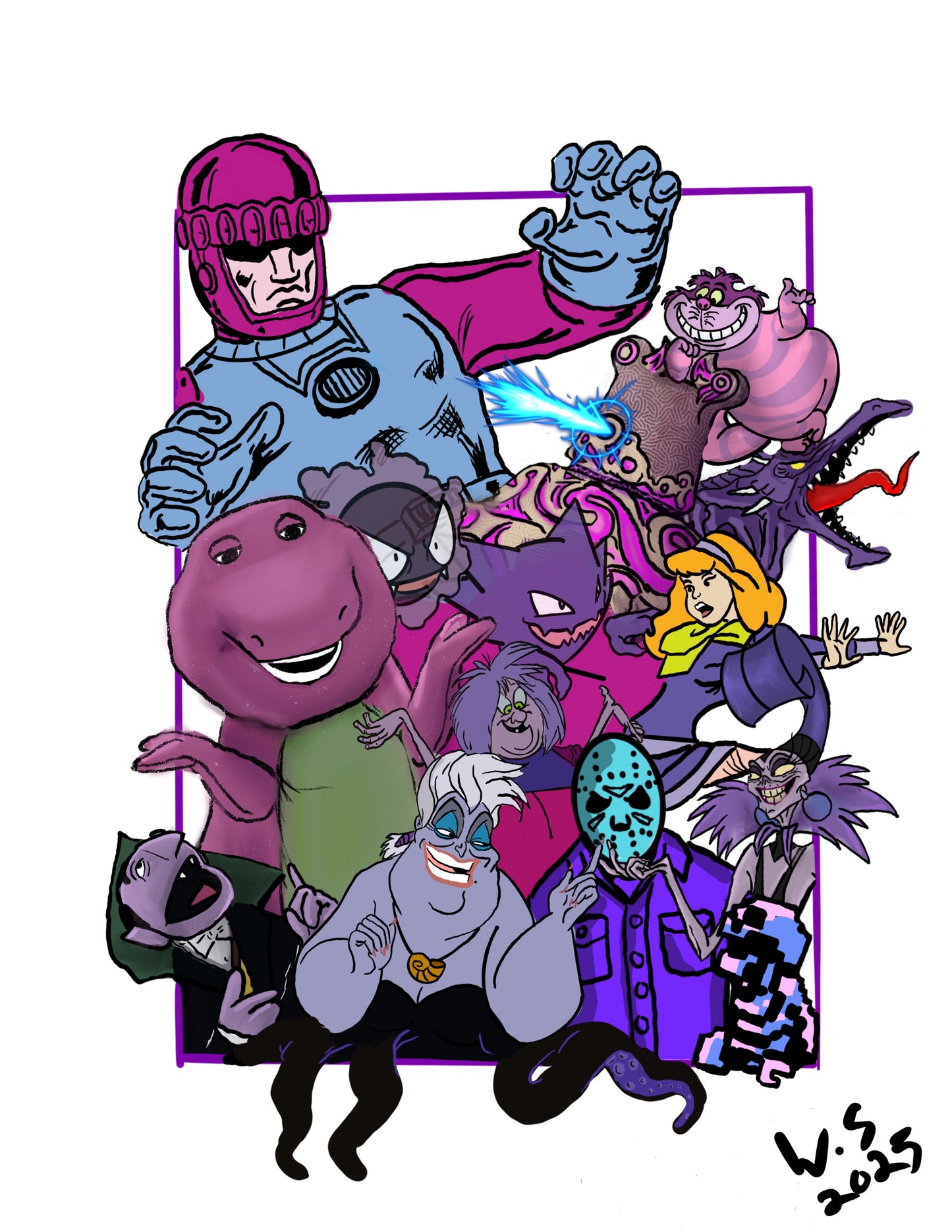 Purple Cartoon Art Prints