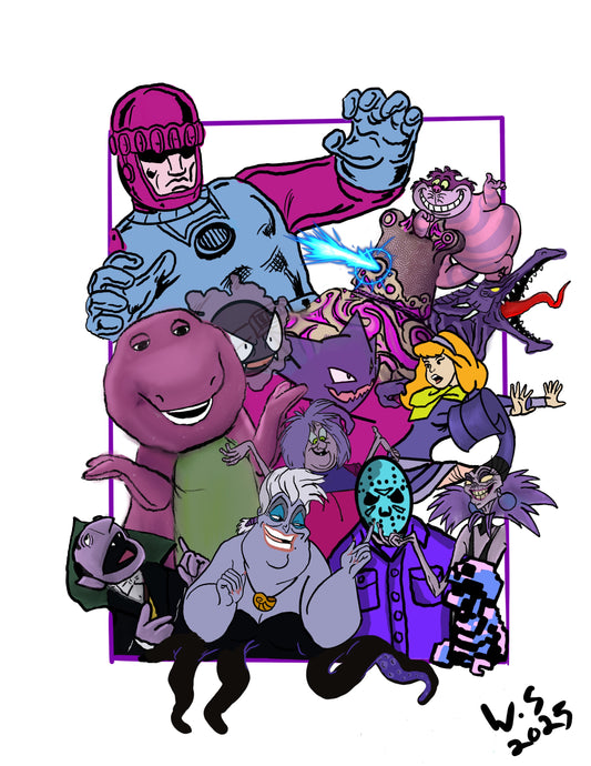 Purple Cartoon Art Prints